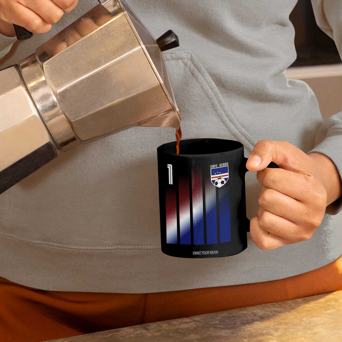 Cape Verde Flag Retro Sports Cabo Verdean Roots Coffee Mug TS11 Print Your Wear