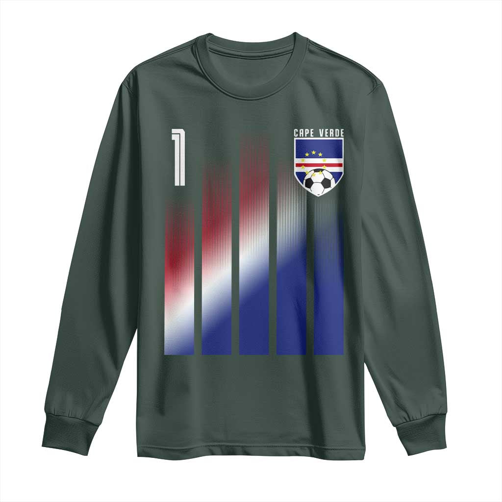 Cape Verde Flag Retro Sports Cabo Verdean Roots Long Sleeve Shirt TS11 Dark Forest Green Print Your Wear