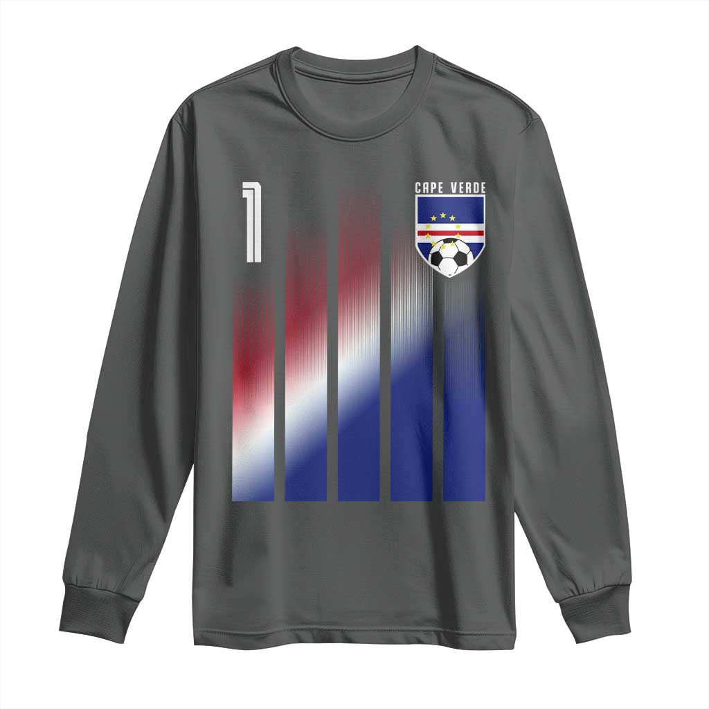 Cape Verde Flag Retro Sports Cabo Verdean Roots Long Sleeve Shirt TS11 Dark Heather Print Your Wear