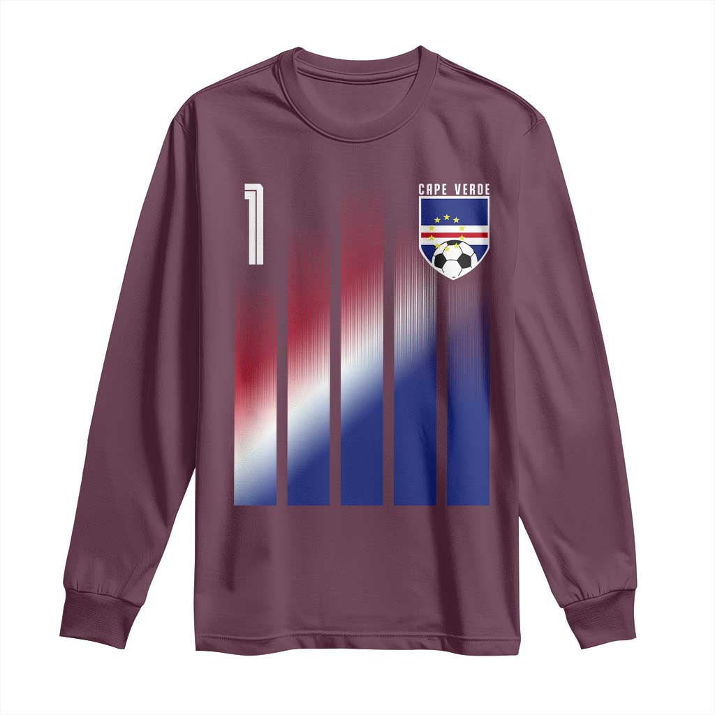 Cape Verde Flag Retro Sports Cabo Verdean Roots Long Sleeve Shirt TS11 Maroon Print Your Wear