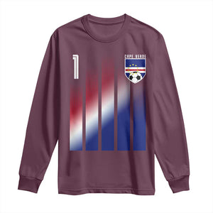 Cape Verde Flag Retro Sports Cabo Verdean Roots Long Sleeve Shirt TS11 Maroon Print Your Wear