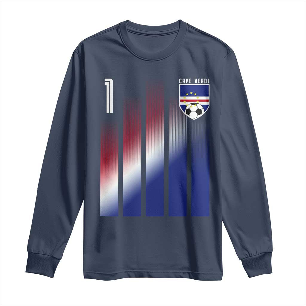 Cape Verde Flag Retro Sports Cabo Verdean Roots Long Sleeve Shirt TS11 Navy Print Your Wear
