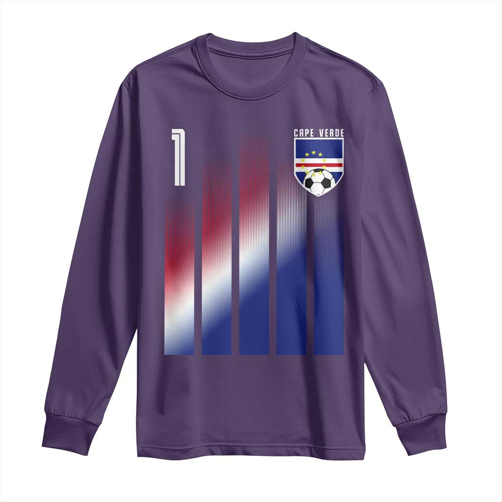 Cape Verde Flag Retro Sports Cabo Verdean Roots Long Sleeve Shirt TS11 Purple Print Your Wear