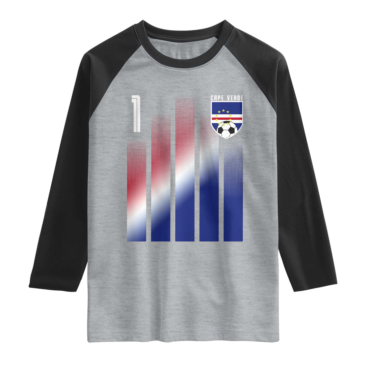 Cape Verde Flag Retro Sports Cabo Verdean Roots Raglan Shirt TS11 Heather Gray Black Print Your Wear