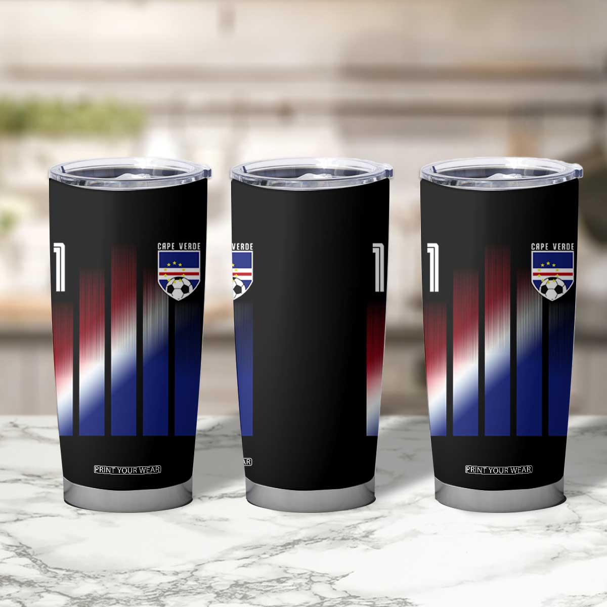 Cape Verde Flag Retro Sports Cabo Verdean Roots Tumbler Cup TS11 Print Your Wear