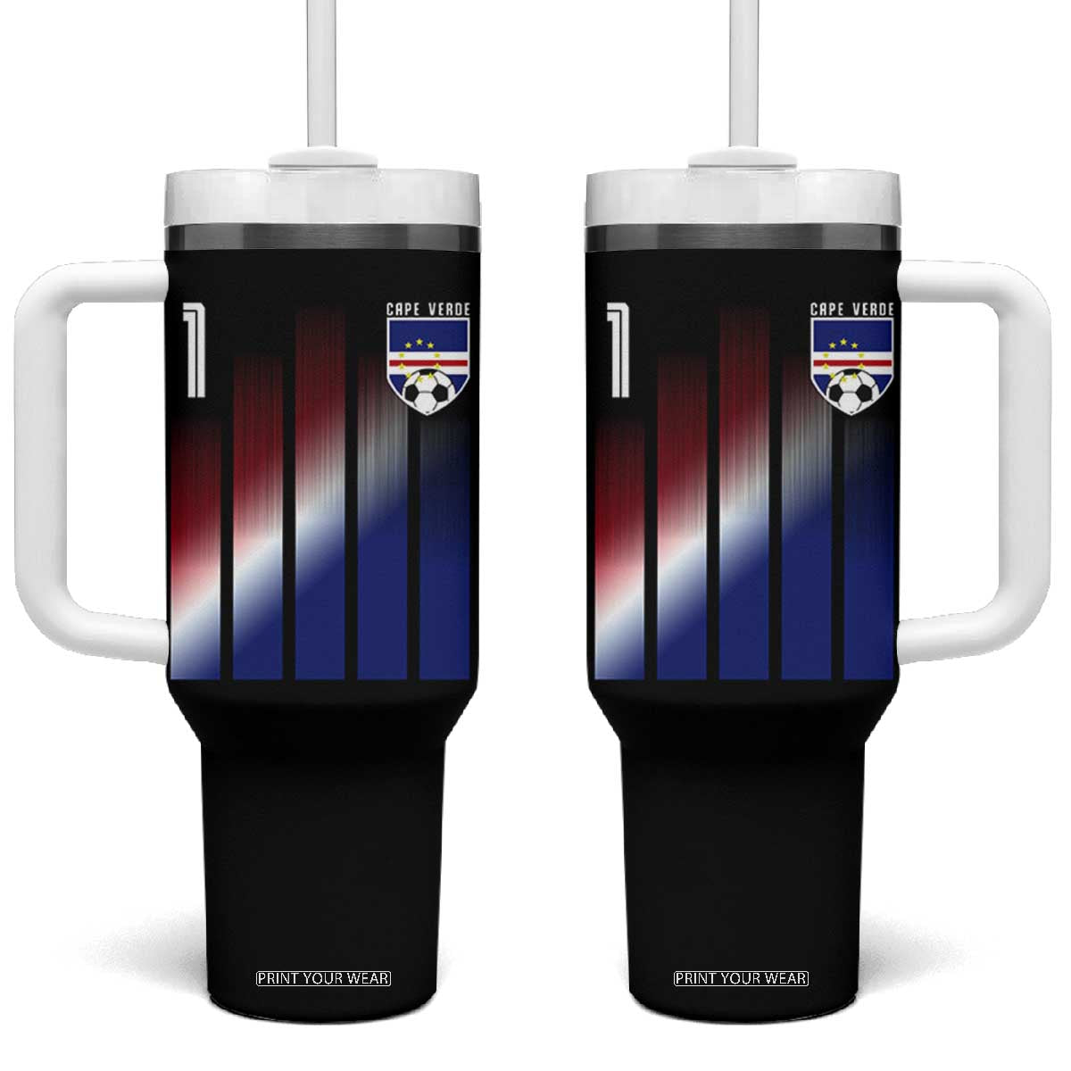 Cape Verde Flag Retro Sports Cabo Verdean Roots Tumbler With Handle TS11 One Size: 40 oz Black Print Your Wear