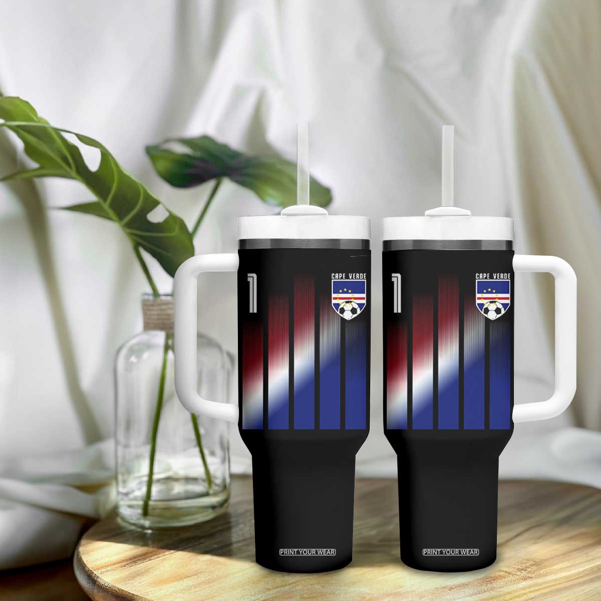 Cape Verde Flag Retro Sports Cabo Verdean Roots Tumbler With Handle TS11 Print Your Wear