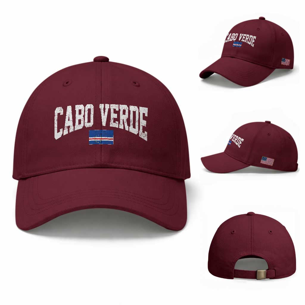 Cabo Verde Sports Throwback Baseball Cap Cape Verdean Pride Lovers TS11 Baseball Cap Universal Fit Maroon Print Your Wear