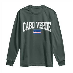Cabo Verde Sports Throwback Long Sleeve Shirt Cape Verdean Pride Lovers TS11 Dark Forest Green Print Your Wear