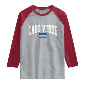 Cabo Verde Sports Throwback Raglan Shirt Cape Verdean Pride Lovers TS11 Heather Gray Heather Red Print Your Wear