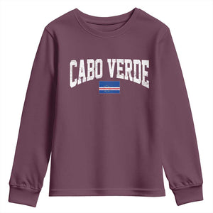 Cabo Verde Sports Throwback Youth Sweatshirt Cape Verdean Pride Lovers TS11 Maroon Print Your Wear