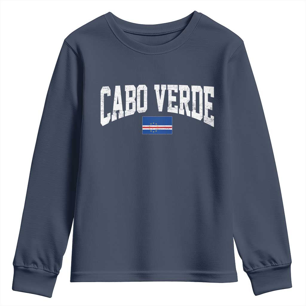 Cabo Verde Sports Throwback Youth Sweatshirt Cape Verdean Pride Lovers TS11 Navy Print Your Wear