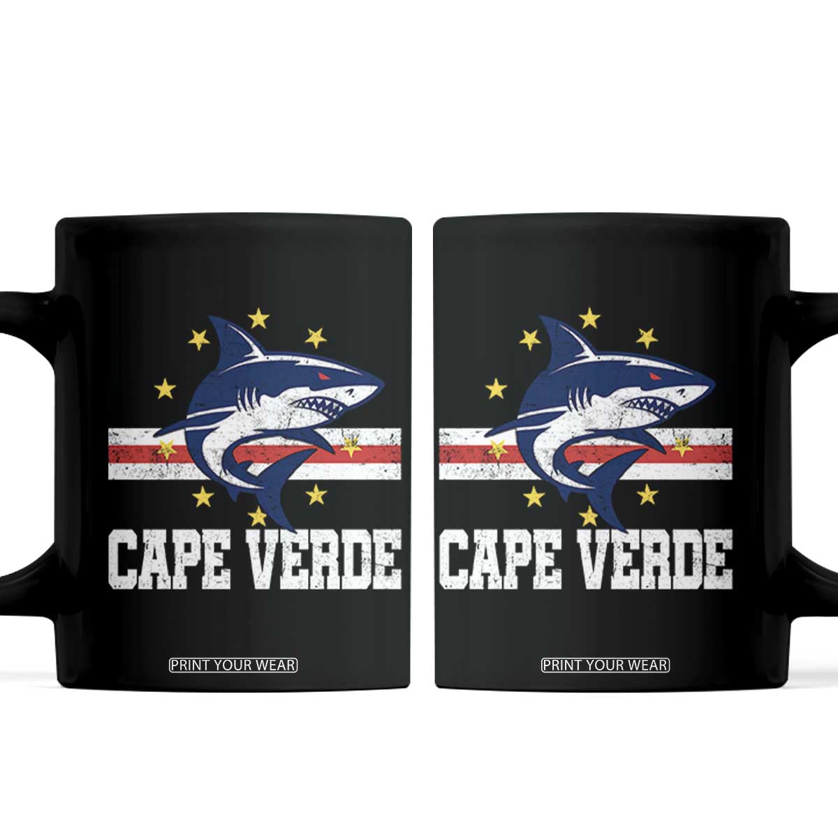 Vintage Cape Verde Shark Cabo Verdean Roots Coffee Mug TS11 Black Print Your Wear