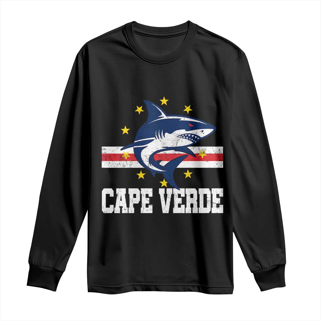 Vintage Cape Verde Shark Cabo Verdean Roots Long Sleeve Shirt TS11 Black Print Your Wear