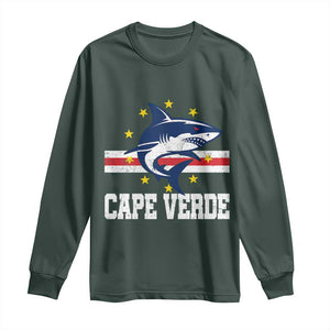 Vintage Cape Verde Shark Cabo Verdean Roots Long Sleeve Shirt TS11 Dark Forest Green Print Your Wear
