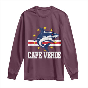 Vintage Cape Verde Shark Cabo Verdean Roots Long Sleeve Shirt TS11 Maroon Print Your Wear