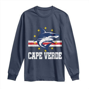 Vintage Cape Verde Shark Cabo Verdean Roots Long Sleeve Shirt TS11 Navy Print Your Wear