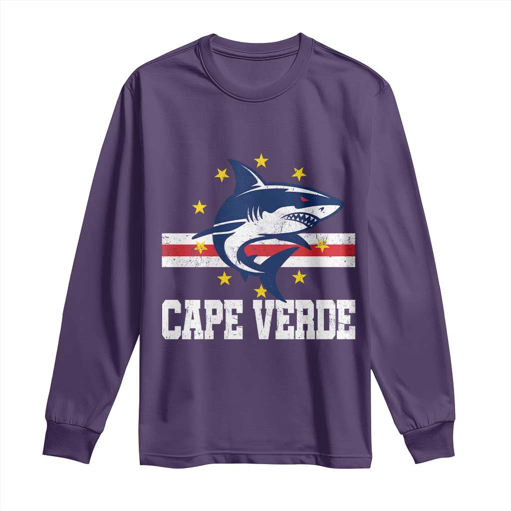 Vintage Cape Verde Shark Cabo Verdean Roots Long Sleeve Shirt TS11 Purple Print Your Wear