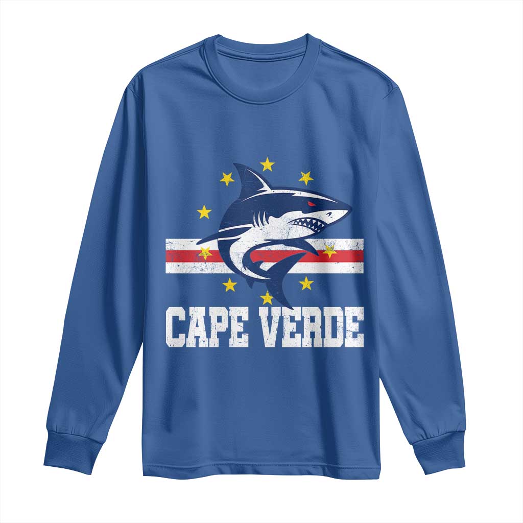 Vintage Cape Verde Shark Cabo Verdean Roots Long Sleeve Shirt TS11 Royal Blue Print Your Wear