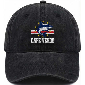 Vintage Cape Verde Shark Cabo Verdean Roots Washed Cotton Baseball Cap TS11 Print Your Wear