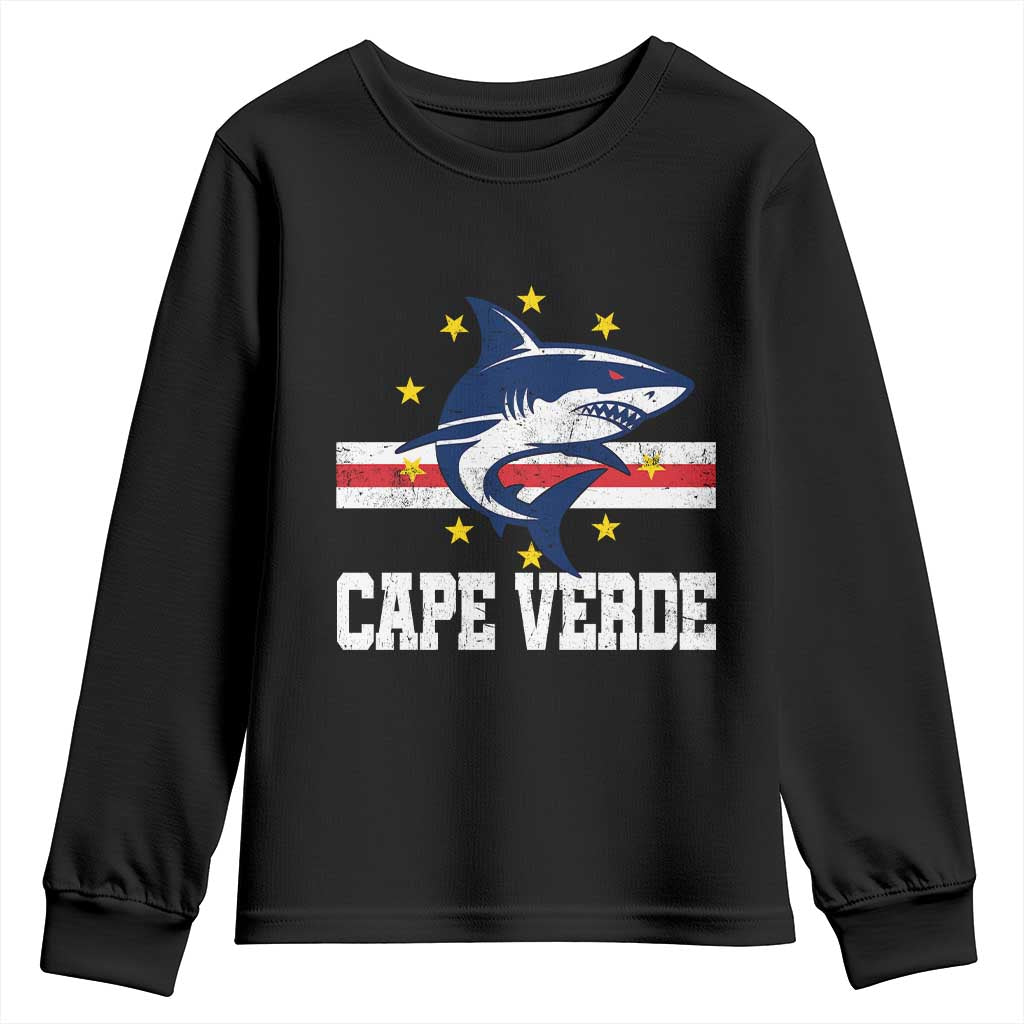 Vintage Cape Verde Shark Cabo Verdean Roots Youth Sweatshirt TS11 Black Print Your Wear