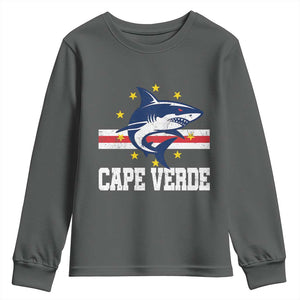 Vintage Cape Verde Shark Cabo Verdean Roots Youth Sweatshirt TS11 Dark Heather Print Your Wear