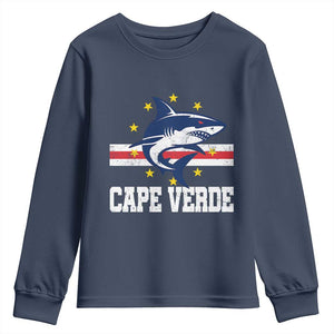 Vintage Cape Verde Shark Cabo Verdean Roots Youth Sweatshirt TS11 Navy Print Your Wear