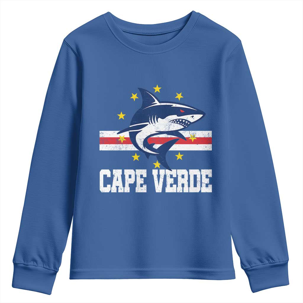 Vintage Cape Verde Shark Cabo Verdean Roots Youth Sweatshirt TS11 Royal Blue Print Your Wear
