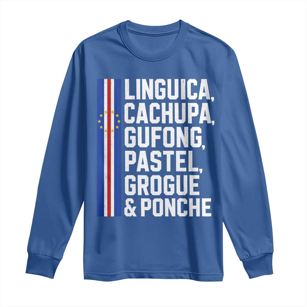 Cape Verde Cuisine Long Sleeve Shirt Linguica Cachupa Gufong Cabo Verde Heritage TS11 Royal Blue Print Your Wear