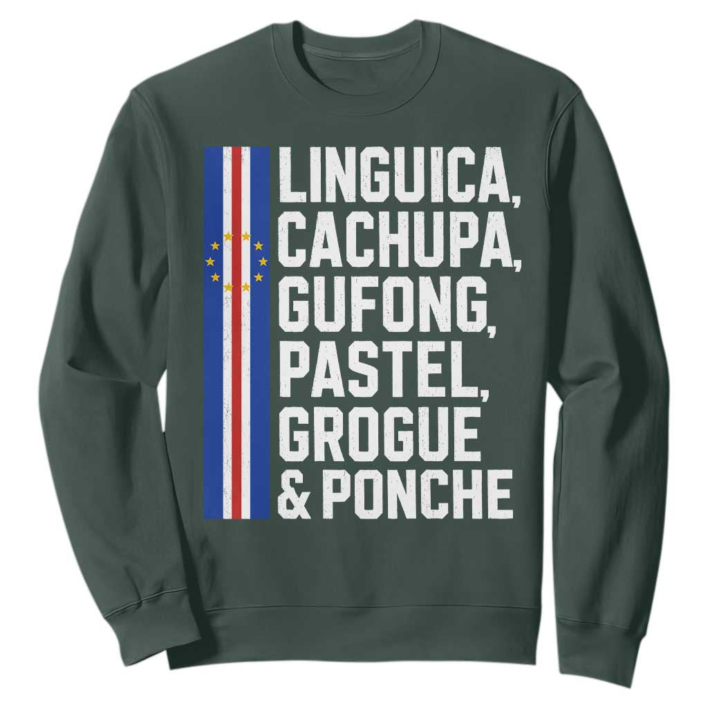 Cape Verde Cuisine Sweatshirt Linguica Cachupa Gufong Cabo Verde Heritage TS11 Dark Forest Green Print Your Wear