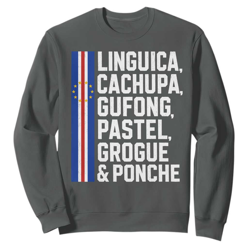 Cape Verde Cuisine Sweatshirt Linguica Cachupa Gufong Cabo Verde Heritage TS11 Dark Heather Print Your Wear