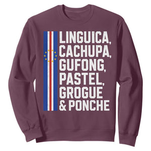 Cape Verde Cuisine Sweatshirt Linguica Cachupa Gufong Cabo Verde Heritage TS11 Maroon Print Your Wear
