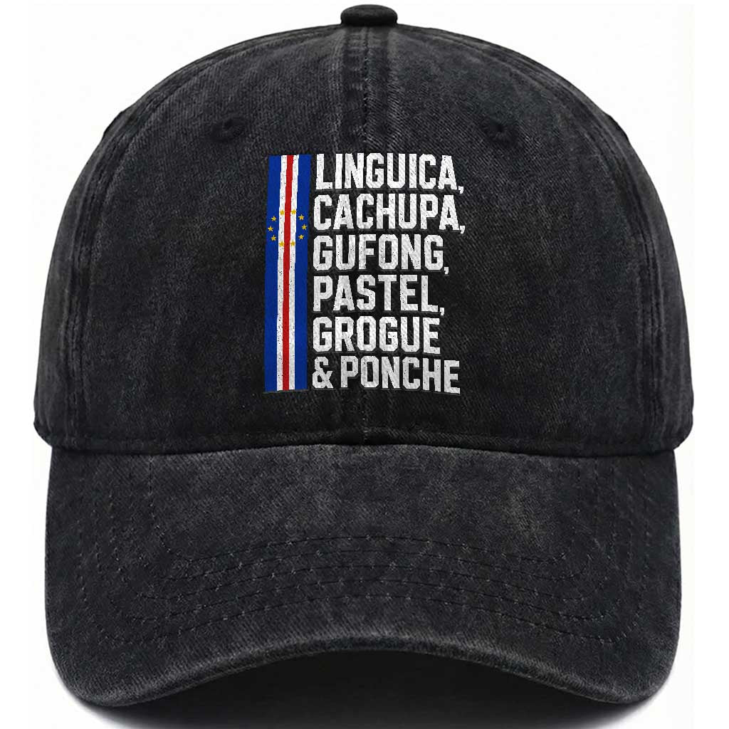 Cape Verde Cuisine Washed Cotton Baseball Cap Linguica Cachupa Gufong Cabo Verde Heritage TS11 Print Your Wear