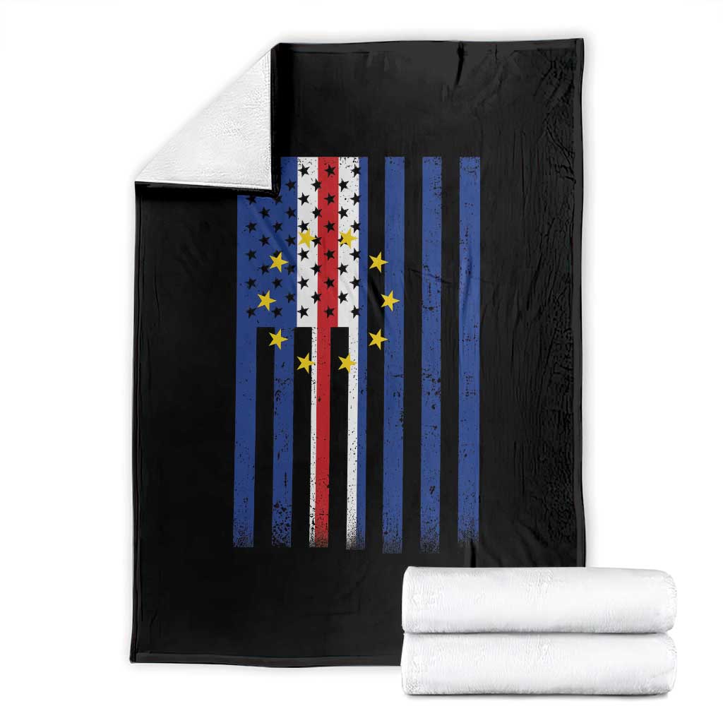 Half Cape Verdean Half American Throw Blanket Cabo Verdean Roots Vintage Cape Verde Flag TS11 Black Print Your Wear