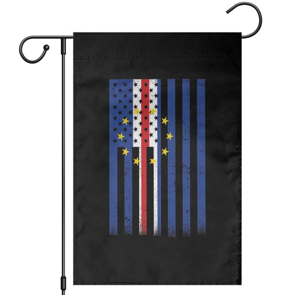 Half Cape Verdean Half American Garden Flag Cabo Verdean Roots Vintage Cape Verde Flag TS11 Black Print Your Wear