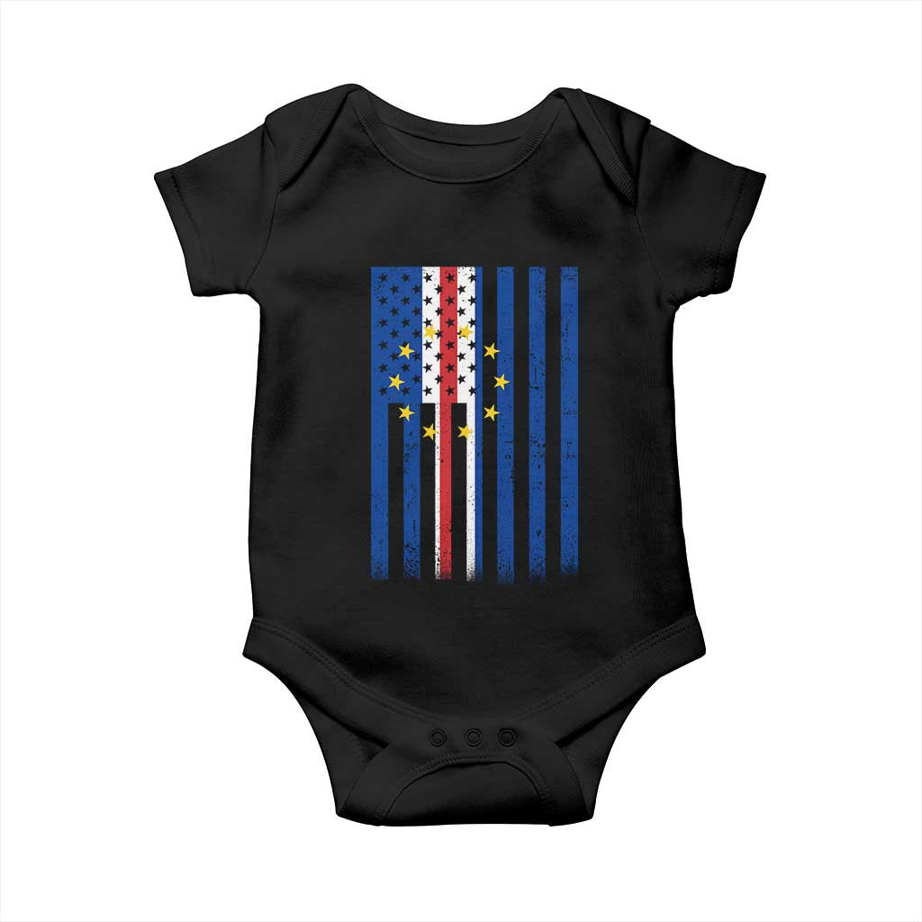 Half Cape Verdean Half American Baby Onesie Cabo Verdean Roots Vintage Cape Verde Flag TS11 Black Print Your Wear