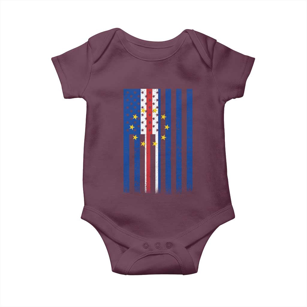 Half Cape Verdean Half American Baby Onesie Cabo Verdean Roots Vintage Cape Verde Flag TS11 Maroon Print Your Wear