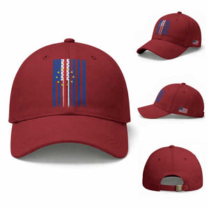 Half Cape Verdean Half American Baseball Cap Cabo Verdean Roots Vintage Cape Verde Flag TS11 Baseball Cap Universal Fit Cherry Red Print Your Wear
