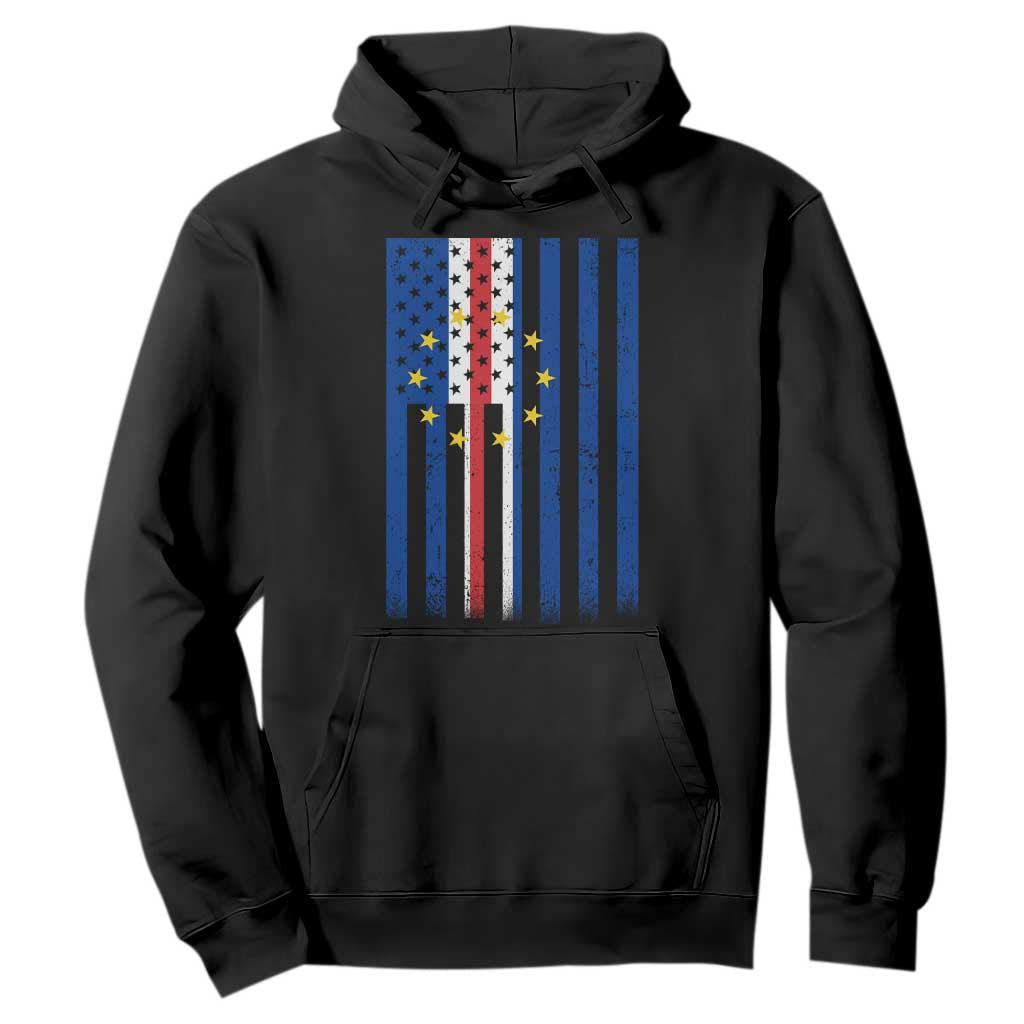 Half Cape Verdean Half American Hoodie Cabo Verdean Roots Vintage Cape Verde Flag TS11 Black Print Your Wear