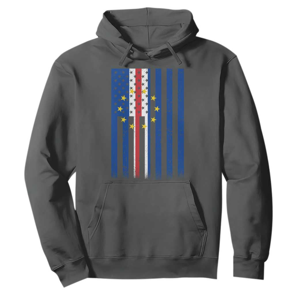 Half Cape Verdean Half American Hoodie Cabo Verdean Roots Vintage Cape Verde Flag TS11 Dark Heather Print Your Wear