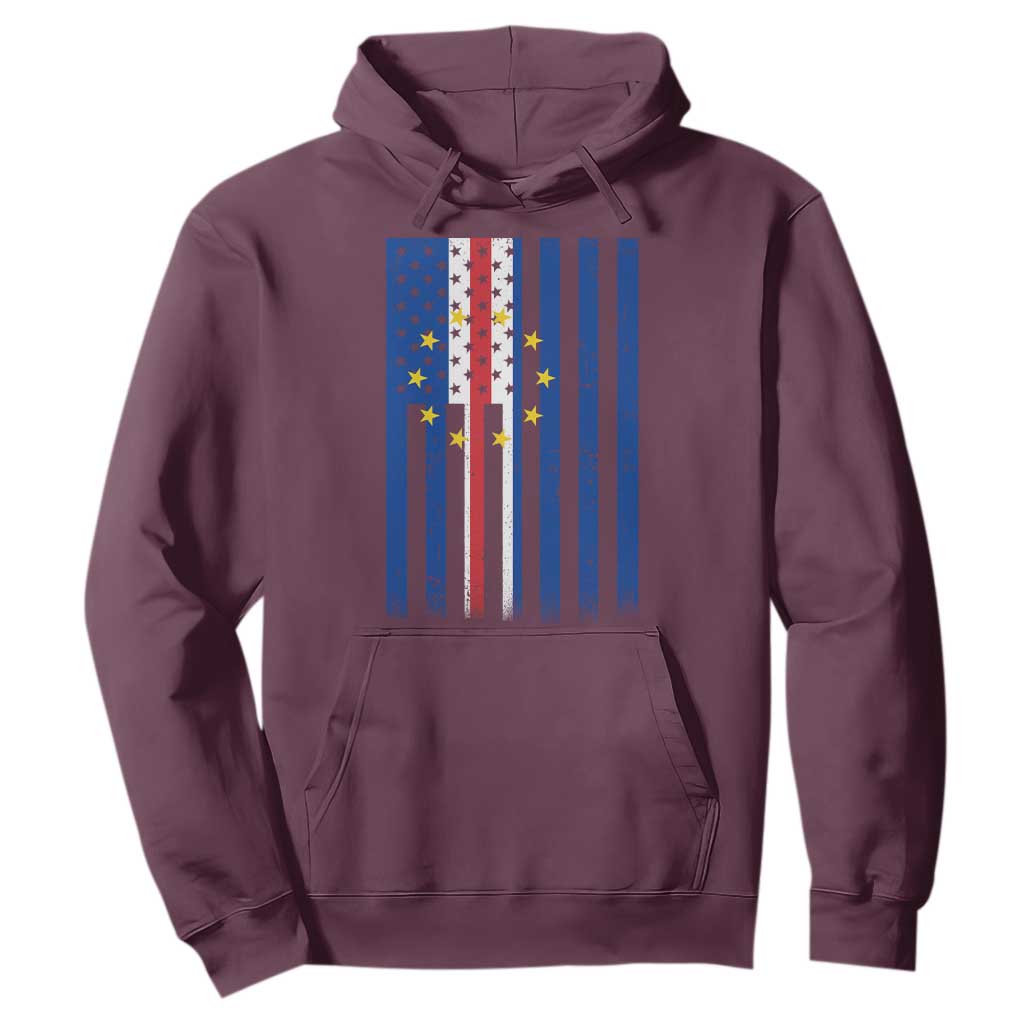 Half Cape Verdean Half American Hoodie Cabo Verdean Roots Vintage Cape Verde Flag TS11 Maroon Print Your Wear