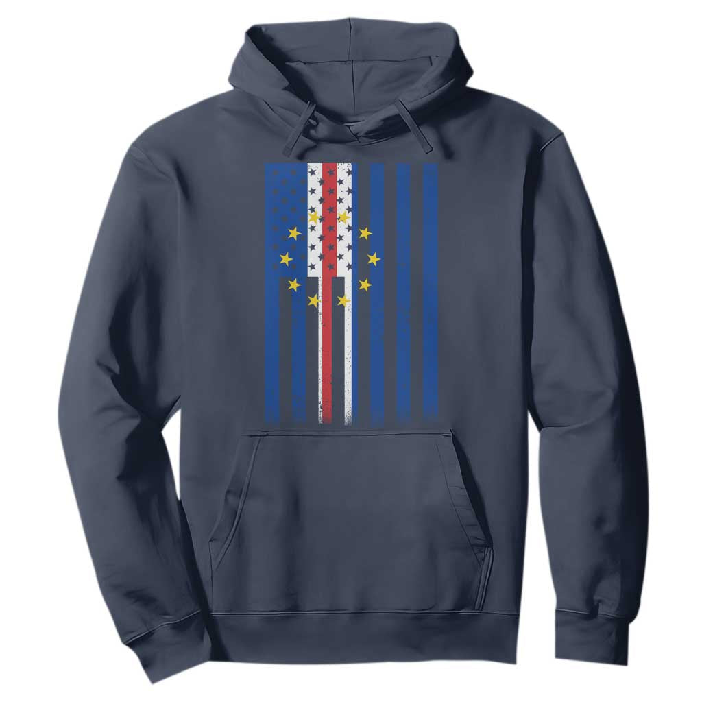 Half Cape Verdean Half American Hoodie Cabo Verdean Roots Vintage Cape Verde Flag TS11 Navy Print Your Wear