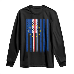 Half Cape Verdean Half American Long Sleeve Shirt Cabo Verdean Roots Vintage Cape Verde Flag TS11 Black Print Your Wear