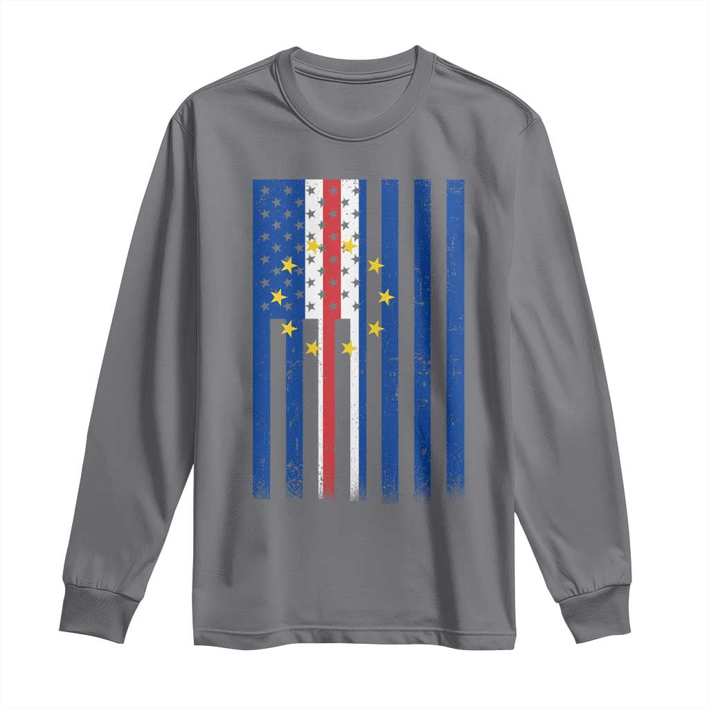Half Cape Verdean Half American Long Sleeve Shirt Cabo Verdean Roots Vintage Cape Verde Flag TS11 Charcoal Print Your Wear