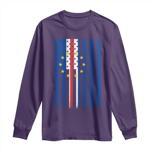 Half Cape Verdean Half American Long Sleeve Shirt Cabo Verdean Roots Vintage Cape Verde Flag TS11 Purple Print Your Wear