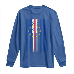 Half Cape Verdean Half American Long Sleeve Shirt Cabo Verdean Roots Vintage Cape Verde Flag TS11 Royal Blue Print Your Wear