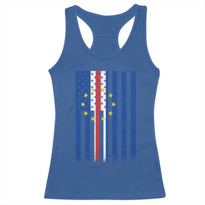 Half Cape Verdean Half American Racerback Tank Top Cabo Verdean Roots Vintage Cape Verde Flag TS11 Royal Blue Print Your Wear