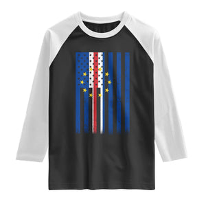 Half Cape Verdean Half American Raglan Shirt Cabo Verdean Roots Vintage Cape Verde Flag TS11 Black White Print Your Wear