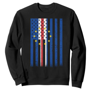 Half Cape Verdean Half American Sweatshirt Cabo Verdean Roots Vintage Cape Verde Flag TS11 Black Print Your Wear