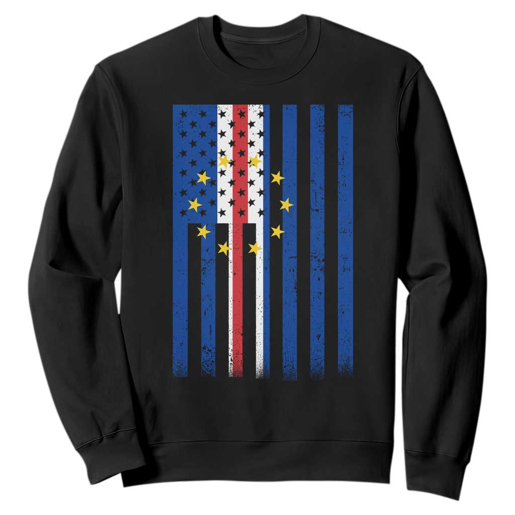 Half Cape Verdean Half American Sweatshirt Cabo Verdean Roots Vintage Cape Verde Flag TS11 Black Print Your Wear